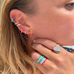 Boucles d'oreilles entières brillant arc-en-ciel coloré émail mini boucle d'oreille avec couleur or bambou forme boucle d'oreille pour women306g