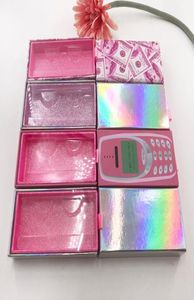 Boîte d'emballage entières entières Boîte magnétique en argent rose pour les cils de vison 25 mm Pobine-étiquette personnalisée Emballage de téléphone Box5038970