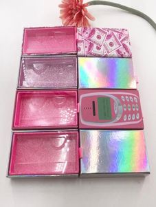 Boîte d'emballage entières entières Boîte magnétique en argent rose pour les cils de vison de 25 mm.