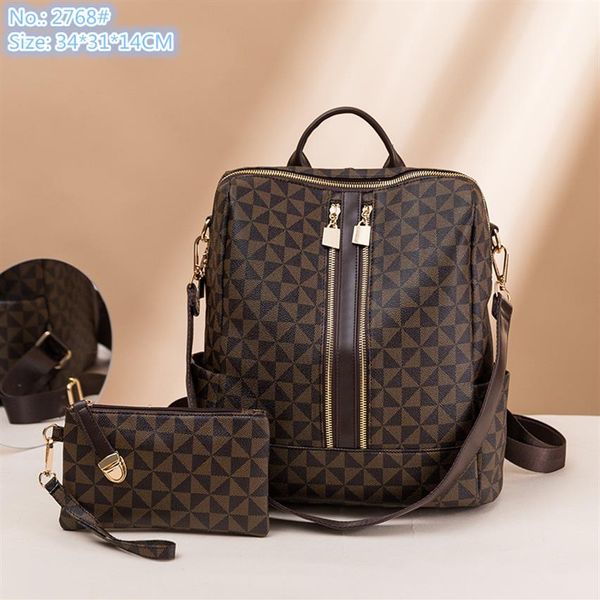 Bolso de hombro para mujer de fábrica completa, mochila de ocio con estampado de moda callejera en 3 colores, bolso de moda simple de dos piezas, retro con260N