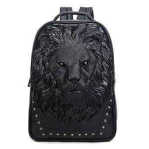 Sac à bandoulière pour hommes entiers Street Street Col Animal Lion Head Men Sac à dos Sac à main en cuir résistant à l'usure imperméable S333I