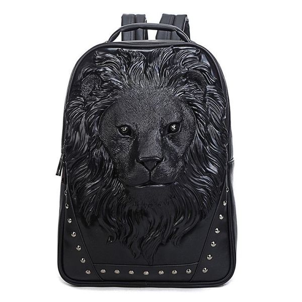 Toda la fábrica bolsos de hombro para hombre calle animal fresco cabeza de león hombres mochila impermeable resistente al desgaste bolso de cuero al aire libre s290a