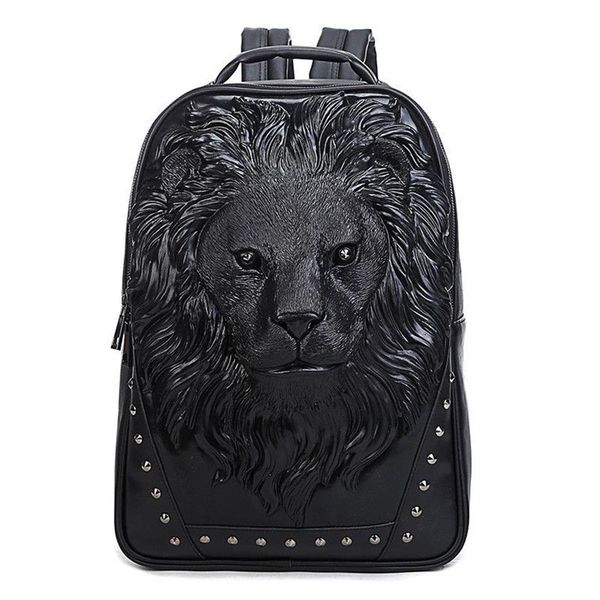 Toda la fábrica para hombre bolsos de hombro calle animal fresco cabeza de león hombres mochila impermeable resistente al desgaste bolso de cuero al aire libre s233x