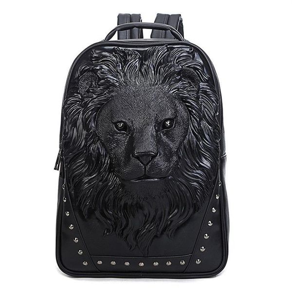 Sac à bandoulière pour hommes entiers Street Street Cool Animal Lion Head Men Sac à dos Sac à main en cuir résistant à l'usure imperméable S2420 S2420