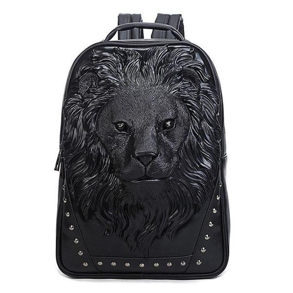 Sac à bandoulière pour hommes entiers Street Street Col Animal Lion Head Men Sac à dos Sac à main en cuir résistant à l'usure imperméable S311I