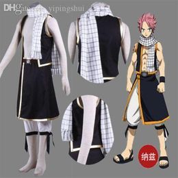 Hele-fairy staart Natsu lange sjaal Dragneel anime cosplay kostuum White237y