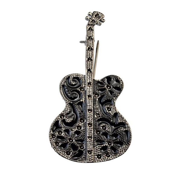 Broches de mode entiers Brooch Guitar Man Brooch Musical Instrument Brooches Corsage Robe Gift Accessory Unisexe Brooch161F