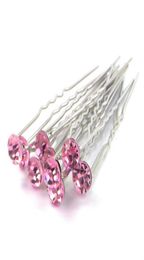 Hele mode-sieraden 200 stuks BRUILOFT Roze KRISTAL HAARSPELDEN Haaraccessoires3491275