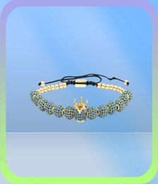 Bracelets pour hommes de mode entière bijoux tressage macramé CZ perles de cuivre couronne bracelets pour femme pulseira masculina bileklik Y2005558597