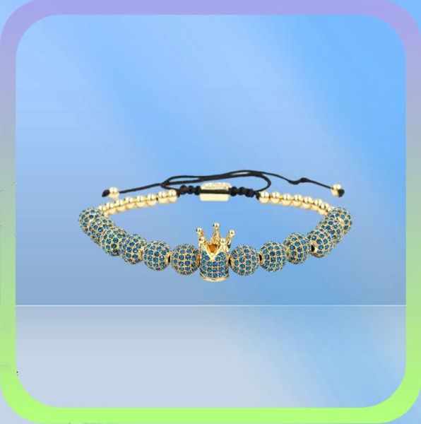 Men de mode entiers Bracelet Bijoux Braidage Macrame CZ Copper Beads Crown Bracelets for Women Pulseira masculina Bileklik Y2008578950