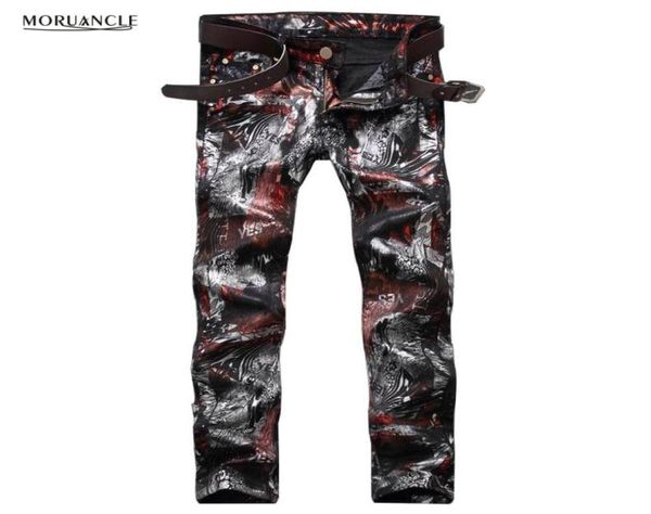 Pantalon de jeans imprimé floral de mode entiers pantalons Hip Hop Joggers de denim peint de Hip Hop MAN CLUB PARMONNÉ