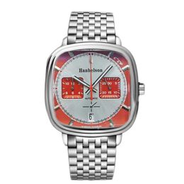 Whole Fashion Mens Luxury Wacthes Square Designer Red Sport Watch en acier inoxydable VK Mouvement STRAP MÉTAL