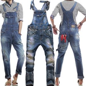 Whole Fashion jeans déchirés pour hommes de haute qualité mens skinny jumpsuit bib pants mens salopette 252F