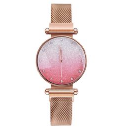 Montres-bracelets à Quartz pour femmes, cadran Simple, à la mode, bracelet en maille brillante, déesse, tendance, boucle magnétique, 290q