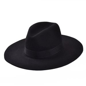 Chapeau Fedora en feutre de laine à large bord pour femmes et filles, Vintage, à la mode, Cloche souple noire, chapeau de cowboy pour hommes et femmes, Shippin2735