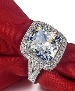 Bijoux fins entiers 8CT grand saphir blanc or blanc 14 carats rempli GF diamant simulé bague de fiançailles de mariage amoureux gif9908571