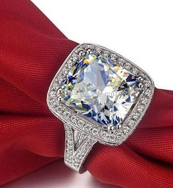 Bijoux fins entiers 8CT grand saphir blanc or blanc 14 carats rempli GF diamant simulé bague de fiançailles de mariage amoureux gif8963271