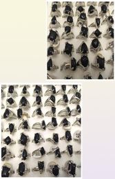 Ensemble de 30 bagues Vintage en pierre noire, tailles et formes mixtes, bijoux à la mode pour femmes, 1686569