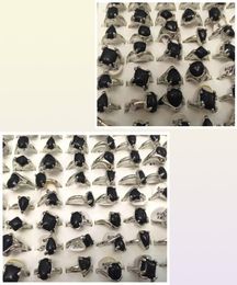 Ensemble de 30 bagues Vintage en pierre noire, tailles et formes mixtes, bijoux à la mode pour femmes, 3685928