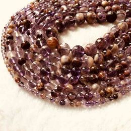 Perles d'Auralite authentiques entières -23, 4mm 6mm 8mm 10mm de 12mm de pierre gemme de pierre de pierre vernis pour bijoux, 1 de 15 "Strand