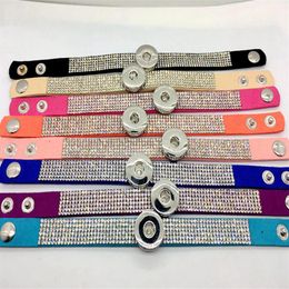 Whole Ginger Snap Bracelet 8pcs Lot Mix Style Femmes Mode Strass Snap bracelet bijoux Fit 18MM Snap Chunk Charm Button290h