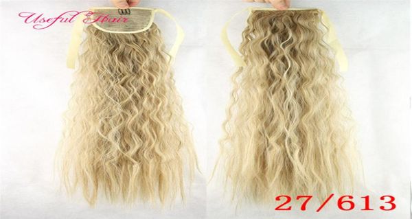 Todo el cabello Pony Tail Postizos Cordón Ponytails peine cola de caballo extensión de cabello rubio rizado clip en extensiones de cabello para bla3823089