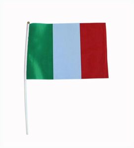 Drapeau de la main entier avec tête ronde en plastique en plastique 1421cm Italie Country Flagpromotion drapeau en petite taille 100pcslot9986082