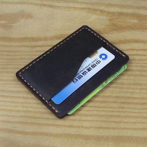 Entier fait à la main Crazy horse en cuir véritable hommes porte-carte petites femmes porte-cartes d'identité couverture de carte de crédit d'affaires MC-413256a