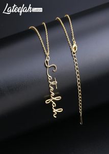 Bijoux entièrement écrivain Pendant la signature personnalisée Collier Femme Vertical Collier de nom personnalisé personnalisé pour les femmes Gift9422146