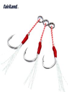 Hicarbone en acier Jig BKK HORD ASSIDE BAIN LEAD BAIT FISHHOOKS W TREDED PE LINE FEATH CORCHES 20KG44IB 10 12 14 16 DÉFORME7781495