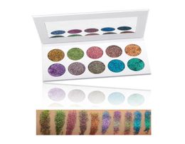 Hele high pigment kameleon glitter 10 kleuren vormen een oogschaduw palet aangepast label waterdichte diamant make -up oogschaduw oog7624783