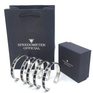 Hele hoge kwaliteit armband voor mannen roestvrij stalen manchet snelheidsmeter armband mode heren sieraden met retail pa229e