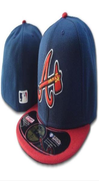 Toda la alta calidad Men039s Braves Equipo deportivo Gorras ajustadas Ala plana en el campo Diseño completamente cerrado Tamaño 7 Tamaño 8 Baseba5414276 ajustado