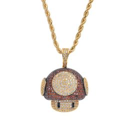 Pendentif champignon Hip Hop entier en cuivre Micro pavé avec pierres CZ collier hommes cadeau bijoux CN059345P