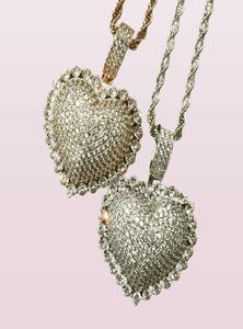 Hele ijs uit hart hanger zirkon ketting voor mannen vrouwen goud zilveren kleuren geschenken mode hiphop sieraden3456508