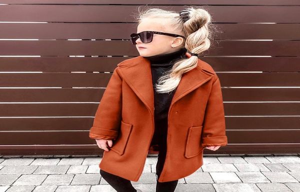 Whole INS Abrigos para niñas pequeñas Bolsillos de algodón para invierno Moda elegante Outwear Bolsillos delanteros de otoño 5321255