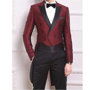 Hele Jas Broek Bowtie ZakdoekSwallow Tailed Jas Mode Mannen Pakken Custom Homme Terno Slim Fit Formele Blazer Mannen su237s