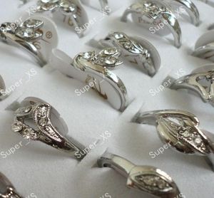 Bijoux entiers Pack Ring Lots White Rignestone Silver plaqué Anneaux de mode femme Alloy Rings LR105 5237662