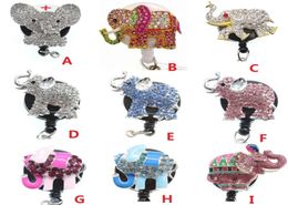 Porte-clés entiers mélange de jolis enfants argent multicolore strass éléphant Aniaml porte-badge d'identification rétractable pour infirmière 5809664