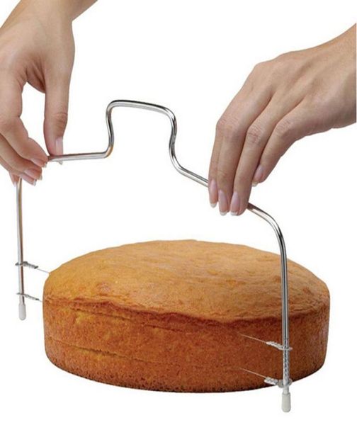 Cuisine entière bricolage accessoires de cuisson Double ligne trancheuse à gâteau maison bricolage gâteau lisseur ligne de coupe réglable gâteaux trancheuse D1995395