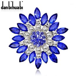 Ganze-Große Rot Blau Strass Broschen Hochzeit Bouquet Blumen Brosche Pins Für Frauen Günstige Mode Schmuck Kleidung Accessor335J