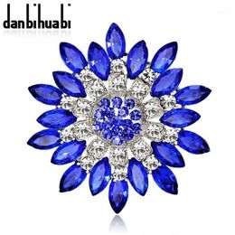 Hele-Grote Rode Blauwe Strass Broches Bruidsboeket Bloemen Broche Pins Voor Vrouwen Goedkope Mode-sieraden Kleding Accessor205W