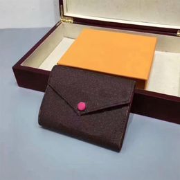 Portefeuille en cuir entier pour femmes multicolore designer court portefeuille porte-carte femmes sac à main classique fermeture éclair poche Victorine2535