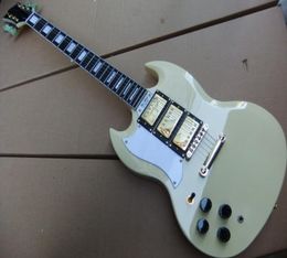 Hele linkshandige SG SG Electric Guitar C3 -pickups in Cream Lvory White Top Kwaliteit 1101051650112