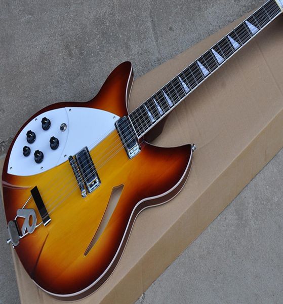 Guitarra eléctrica semihueca Sunburst de 12 cuerdas, para zurdos, con diapasón de caoba, 2 pastillas, 9962638