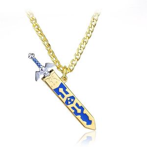 Whole- Legend of Zelda Sword Collier Amovible Master Pendentif Épée du ciel doré avec gaine Collier Bijoux de mode Souvenirs330D