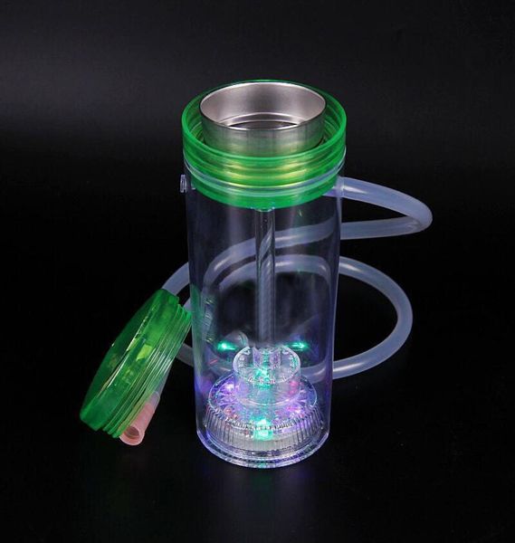 Conjunto de taza de Shisha LED Hookah de plástico portátil de viaje con luz completa para fumar en el coche botella de narguile portátil 442 S22669469