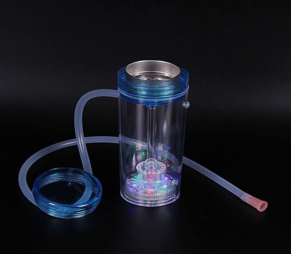 Conjunto de taza de Shisha LED Hookah de plástico portátil de viaje con luz completa para fumar en el coche botella de narguile portátil 442 S27674124