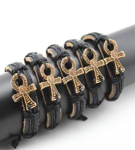 Lot entier de 12 pièces pour hommes et femmes, Bracelets en cuir Ankh égyptien tissés à la main, Bracelets enroulés en chanvre, cadeaux MB766718703