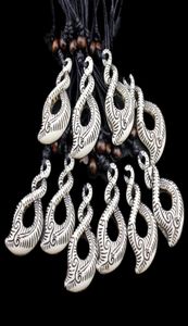 Lot entièrement 12pcs Style tribal Maori Hook Double pendentif Charmes Collier réglable Collier Amulet Cadeaux pour hommes femmes MN17414071935